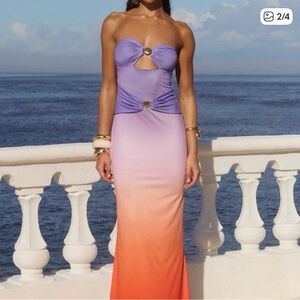 Runaway The Label Purple Sunset Ombre Maxi Dress